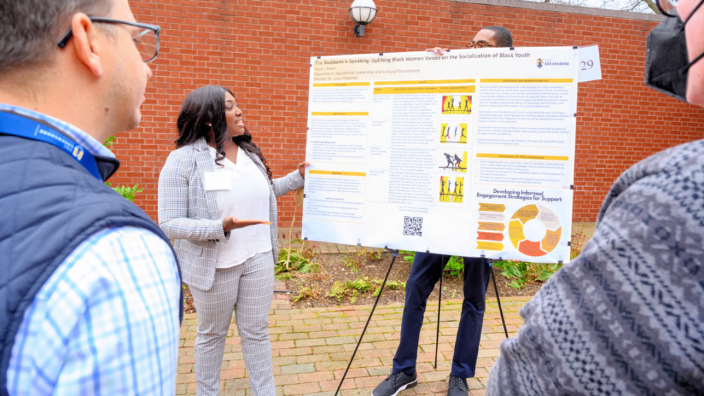 Kayla Baker presenting at UNCG Graduate Research and Creativity Showcase