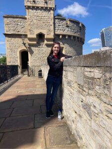 Hannah Ward poses at the Tower of London during her summer study abroad session.