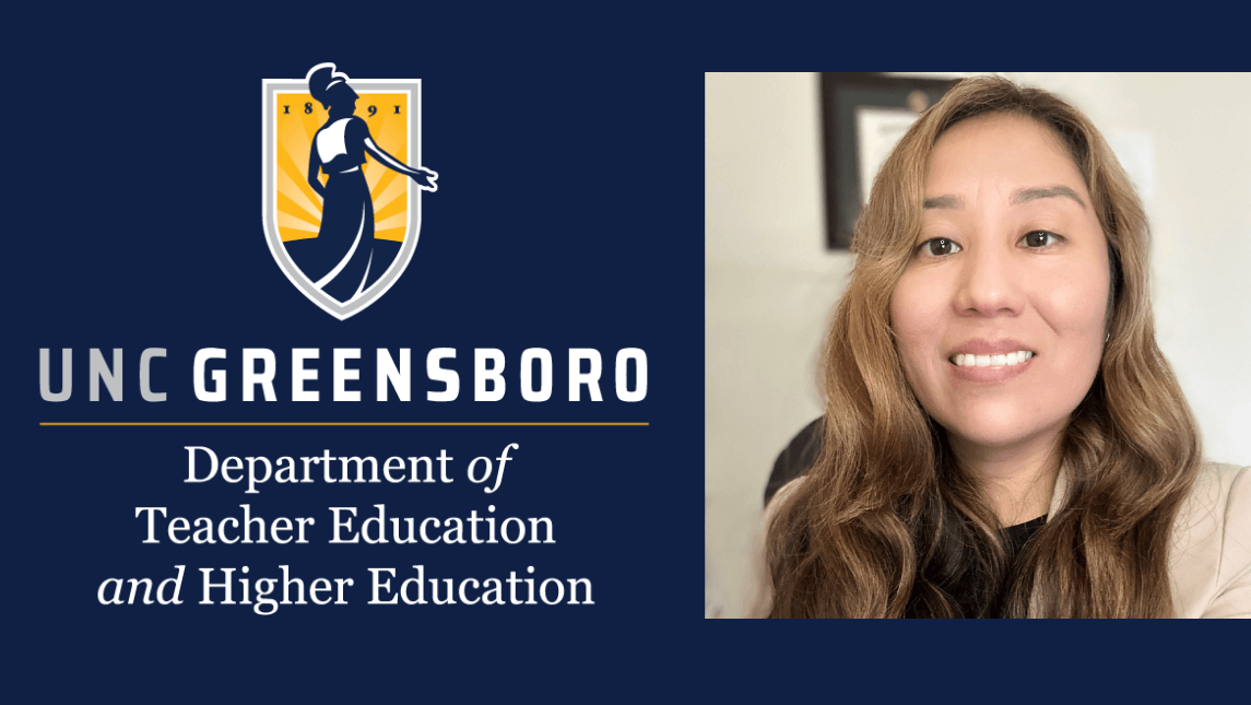 Headshot of Dr. Delma Ramos next to the Department of Teacher Education and Higher Education logo, all on a blue background