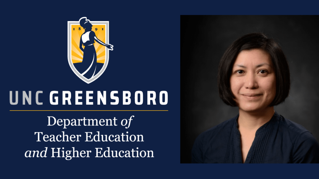 Dr. Edna Tan head shot to the right of the Department of Teacher Education and Higher Education logo