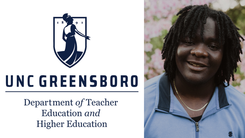 Head shot of Grady DuPree-Isaac to the right of the Department of Teacher Education and Higher Education logo