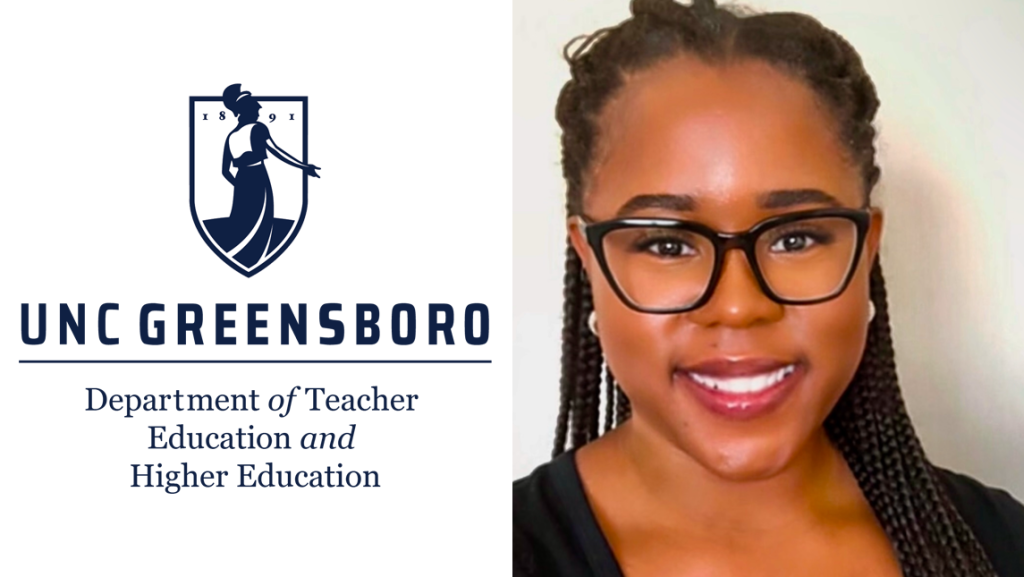 Headshot of Crystal Ivey to the right of the Department of Teacher Education and Higher Education logo