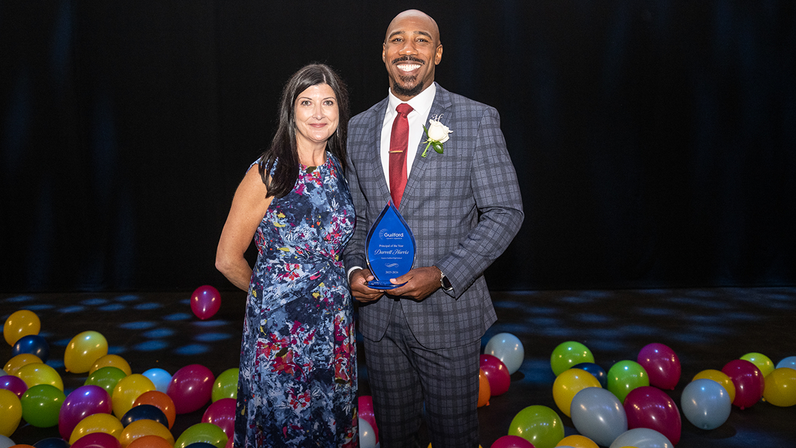 Dr. Darrell Harris, right, with GCS Superintendent Dr. Whitley Oakley, left, at the GCS awards celebration