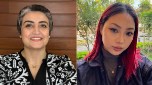Head shots of Rezvan Moradi, left, and Linda Sun, right