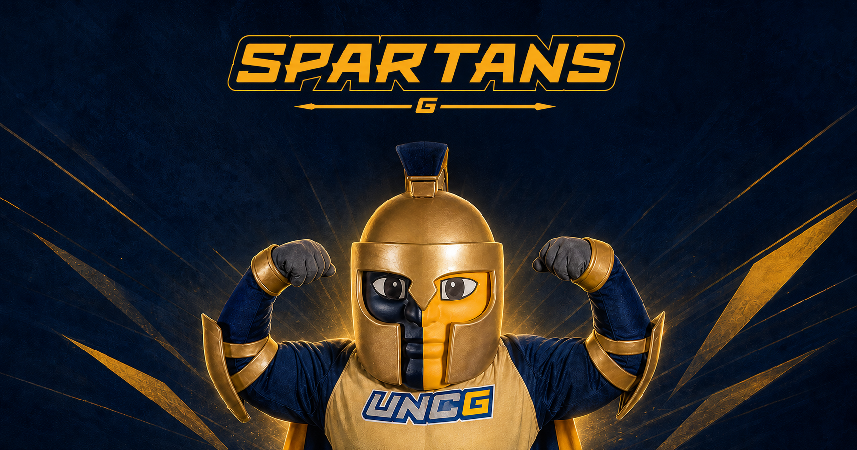 Spiro flexing under the Spartan logo